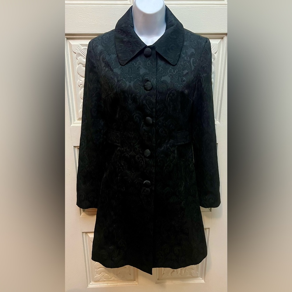 Charlotte Russe Black Jacquard Trench Coat S